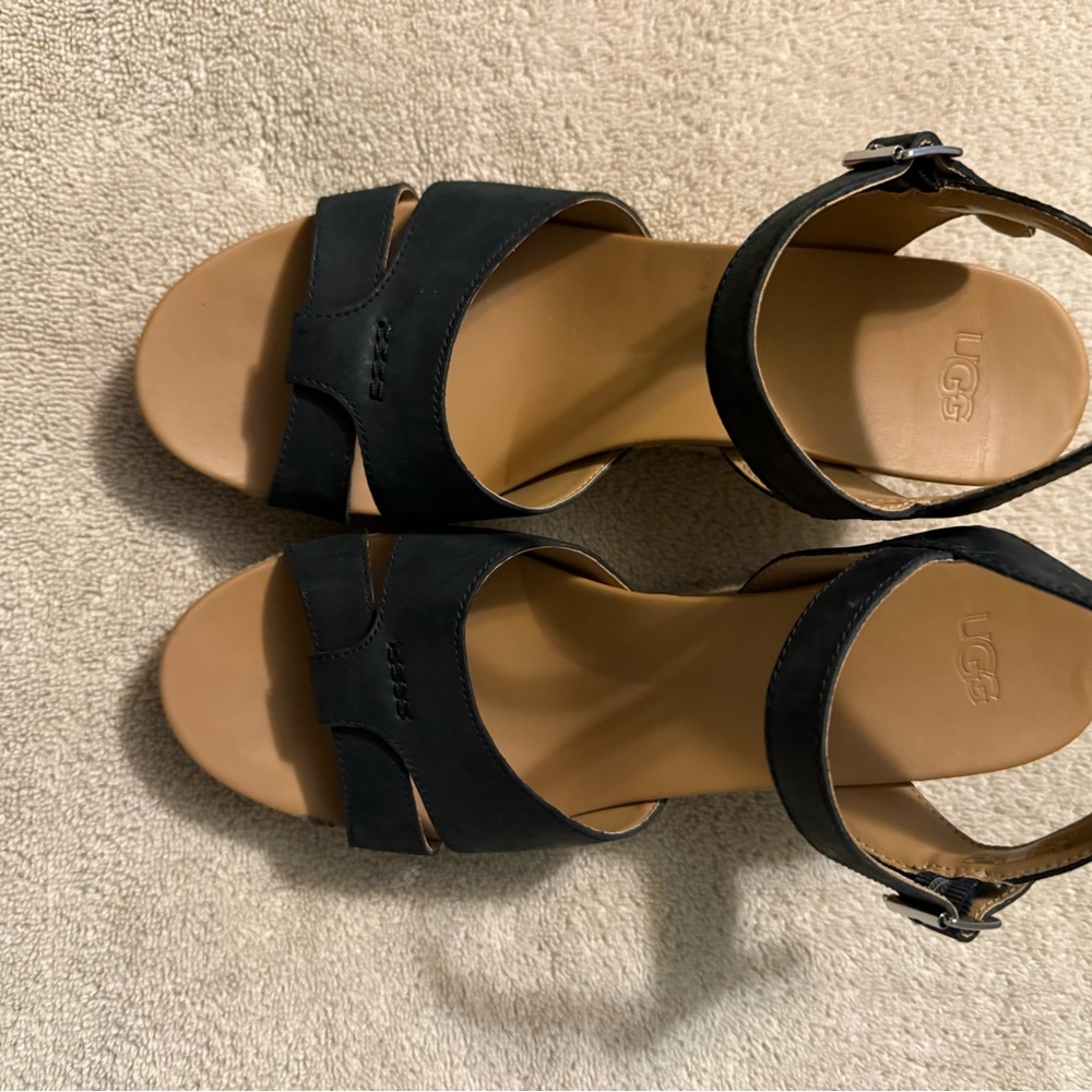 UGG Black and Tan Women's Sandals